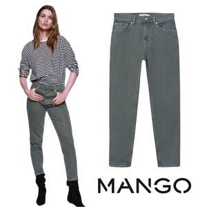🔥SALE🔥 NWT! MANGO Mom Cut Sage Green High Rise Jeans Size 4